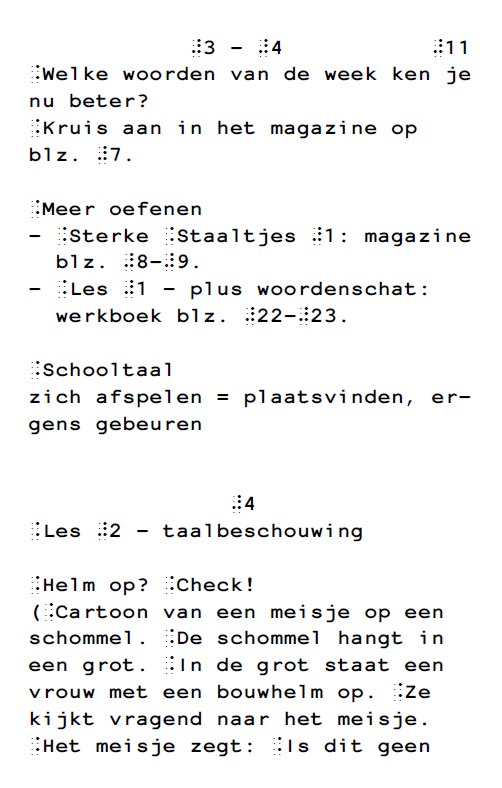 Voorbeeld van een Zwartschrift bij braille pagina